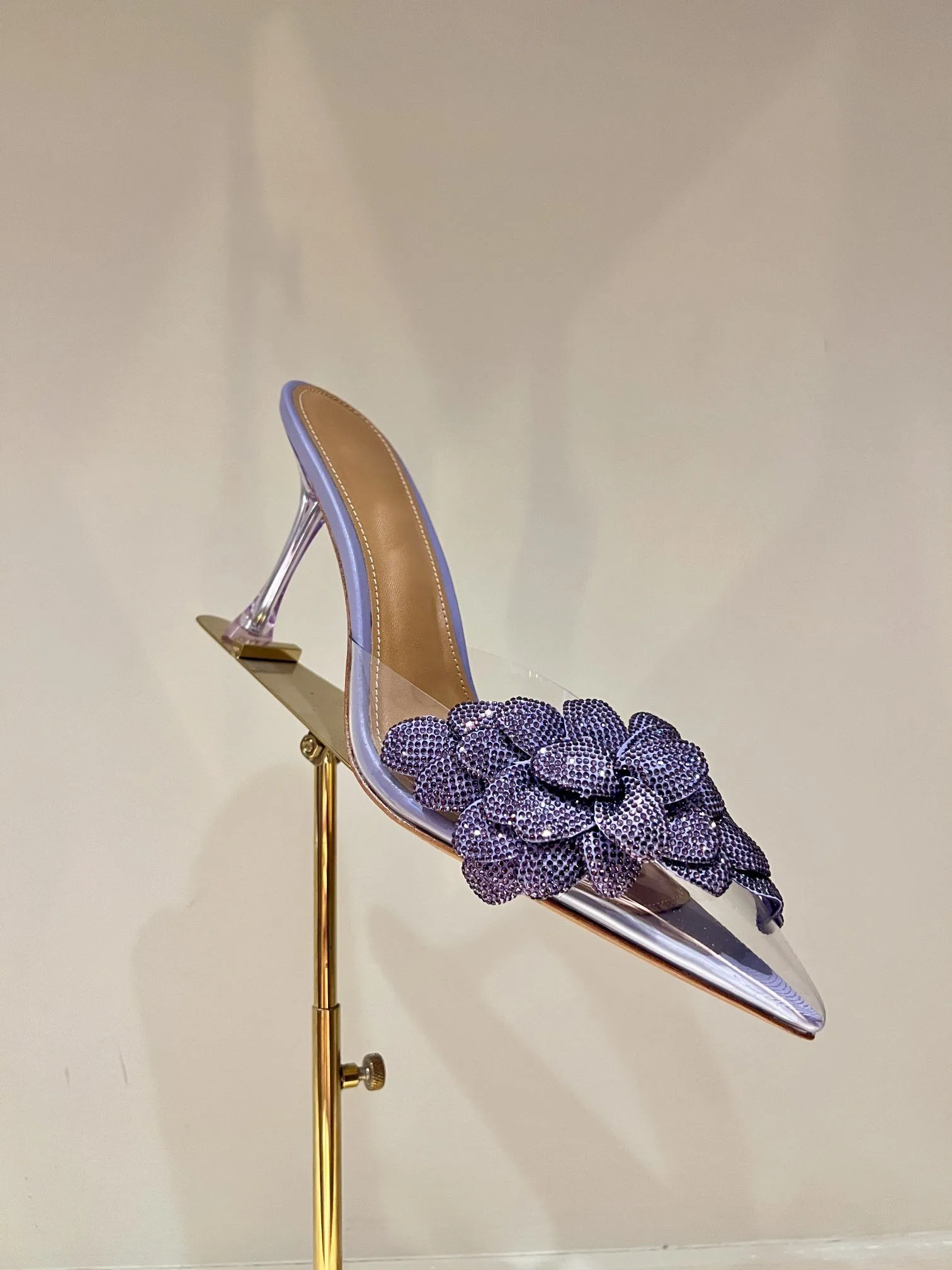 Women's Sexy Pointed Petal Water Diamond Transparent Crystal Heel