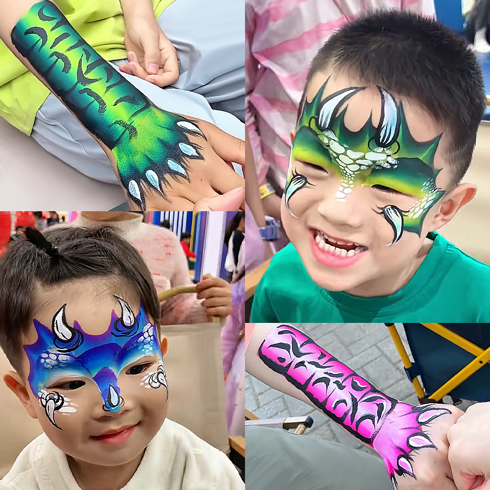 Dinosaur Face Painting Set – Featured in Viral TK & FB Videos, Includes Paints and BrushesAnka-bella$28.00