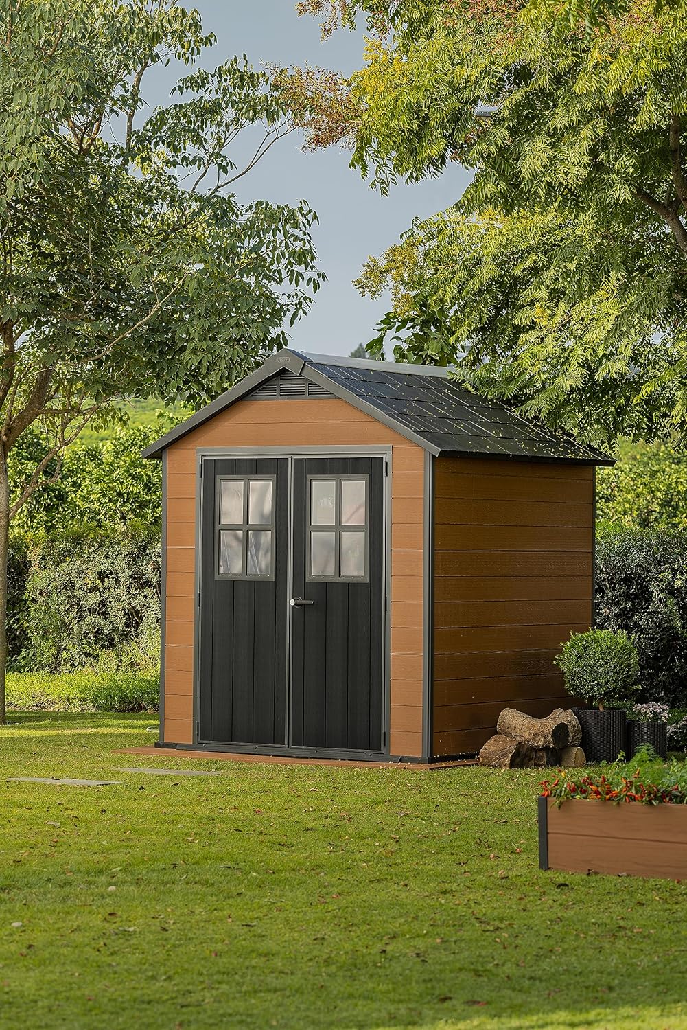 Keter Newton 757 Garden Shed, Wood Effect, Brown, 4.5 m², 228 x 223.5 x 252 H cm
