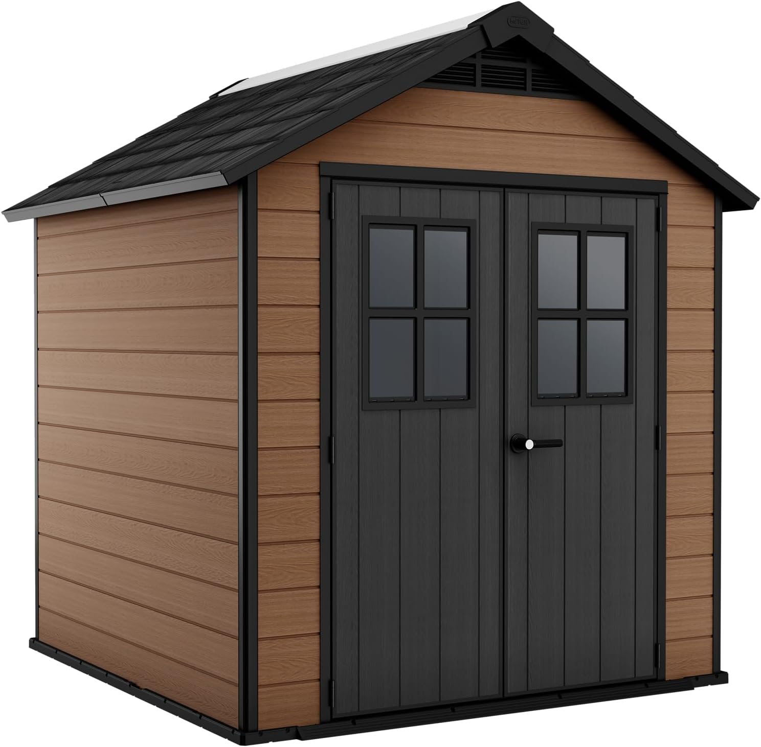 Keter Newton 757 Garden Shed, Wood Effect, Brown, 4.5 m², 228 x 223.5 x 252 H cm