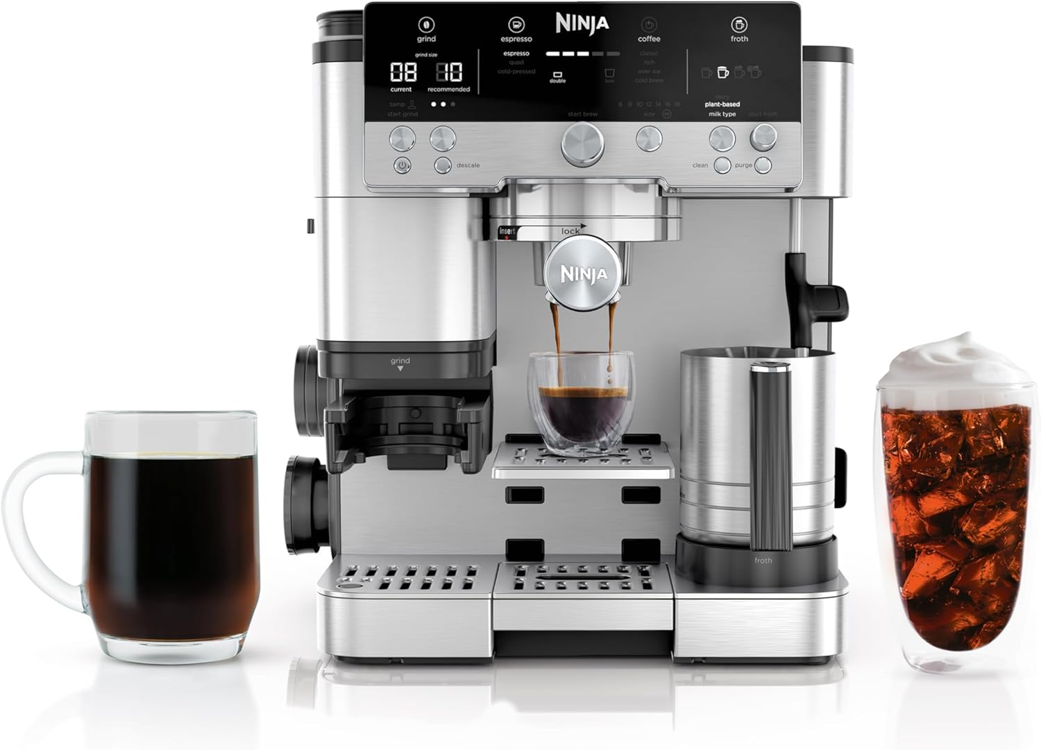 Ninja Espresso Machine, Luxe Café Premier Series, Drip Coffee Maker and Rapid Cold Brew, Integrated Grinder, Assisted Tamper, Hands-Free Frother