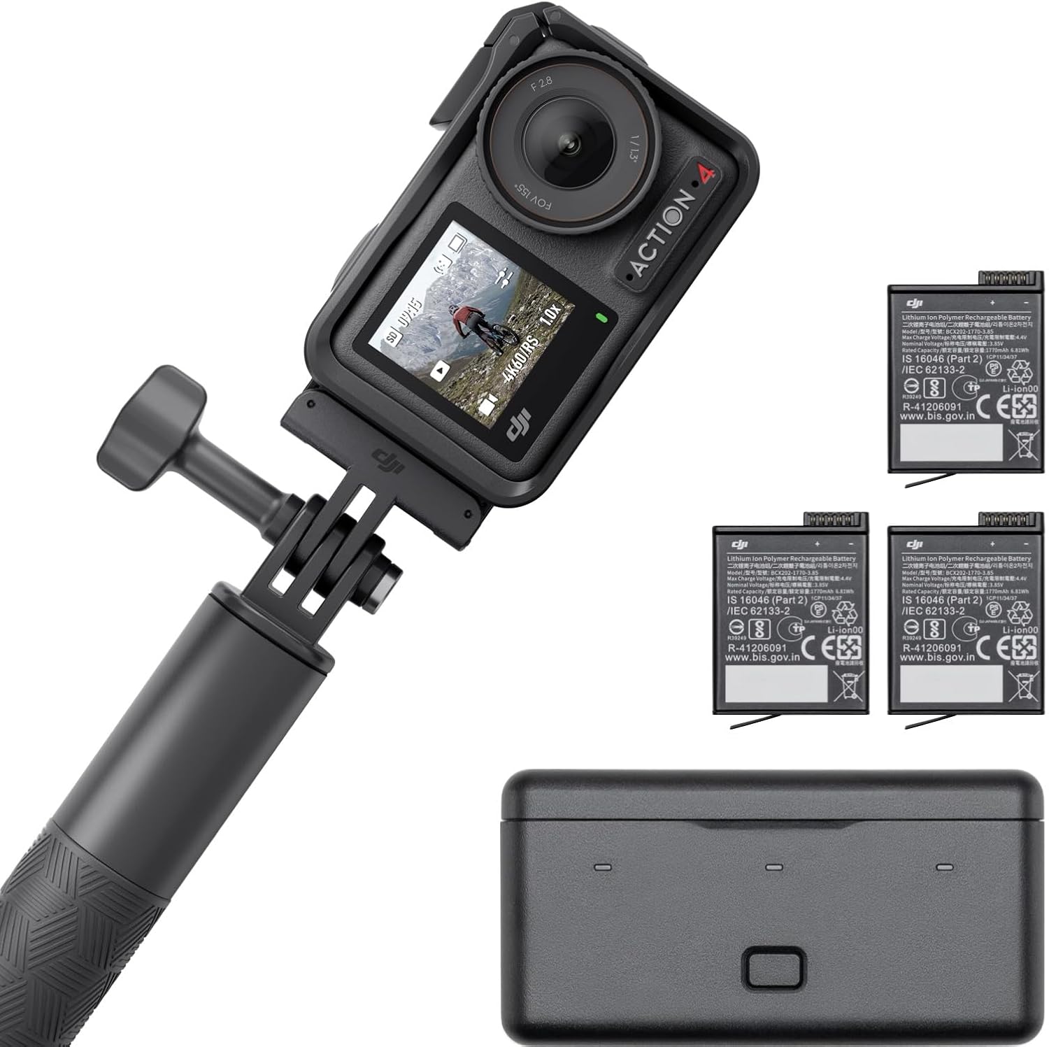 DJI Osmo Action 4 Adventure Combo, 4K/120fps Waterproof Action Camera
