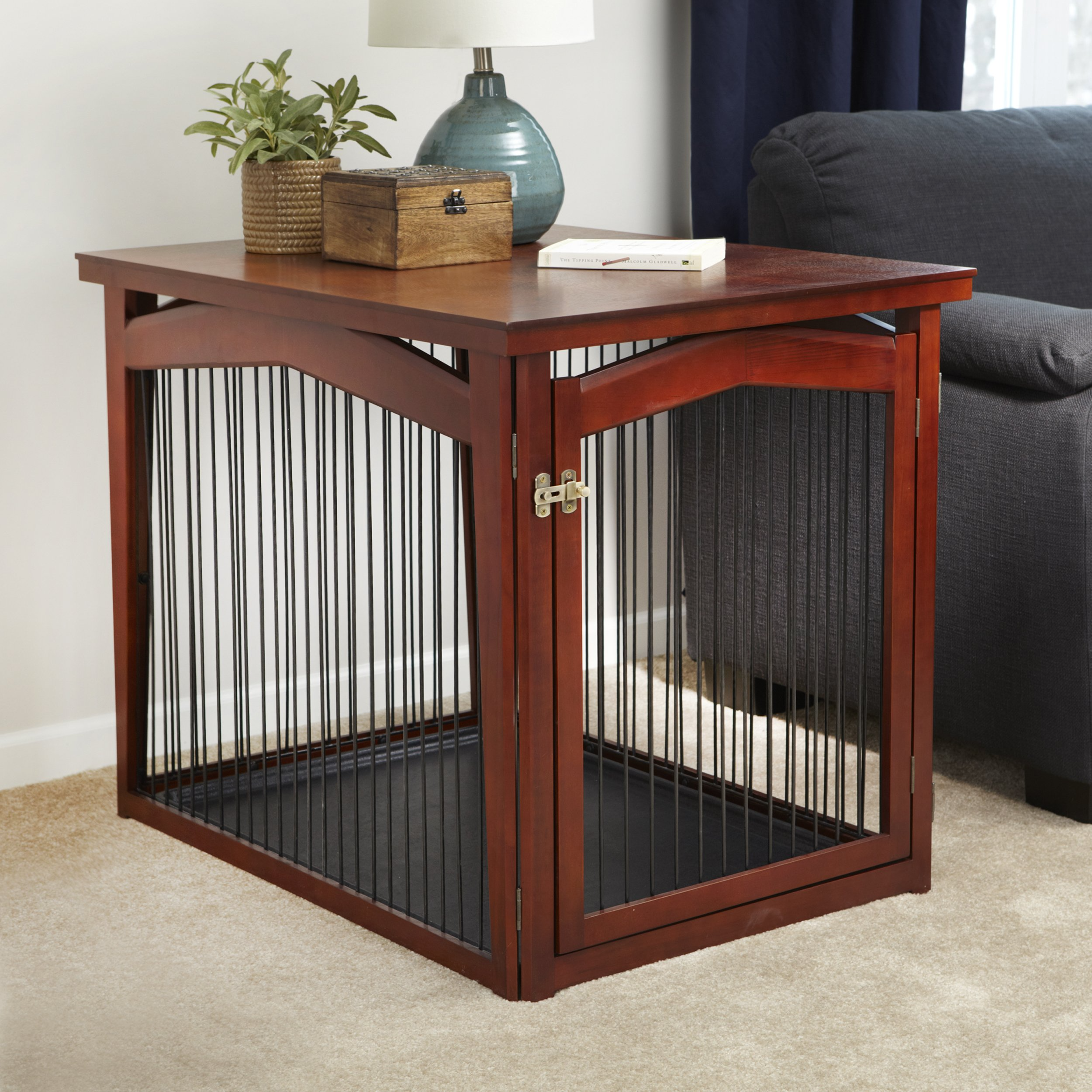 2-in-1 Configurable Pet Crate and Gate, Brown, Large