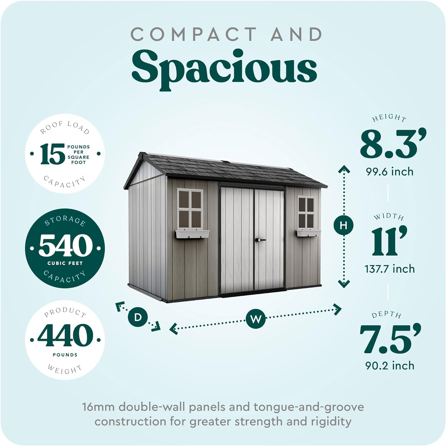 Keter Oakland 11x7.5 Ft All-Weather Storage Shed