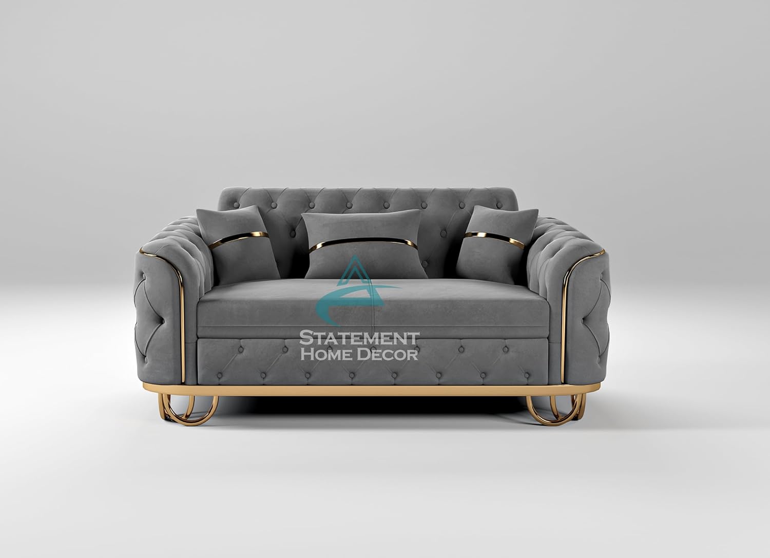 Dark Grey Plush Velvet Sofa, 2 Seater+3 Seater Sofa, 5 Seater Couch Living Room Sofa