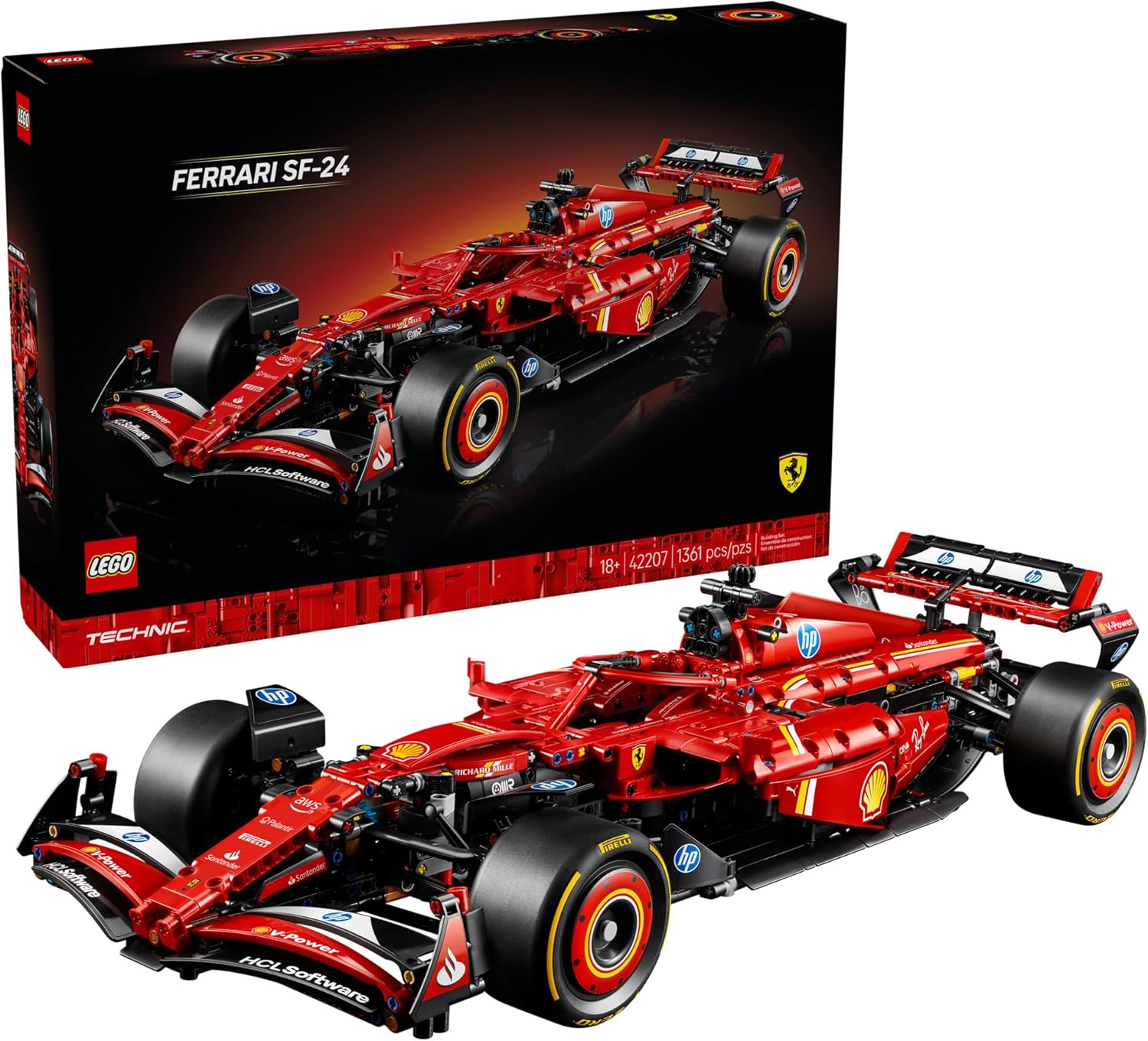 LEGO Technic Ferrari SF-24 F1 Model Car Kit - Building Set for Adults, Ages 18+ with Realistic Features - Ferrari F1 DIY Craft for Display