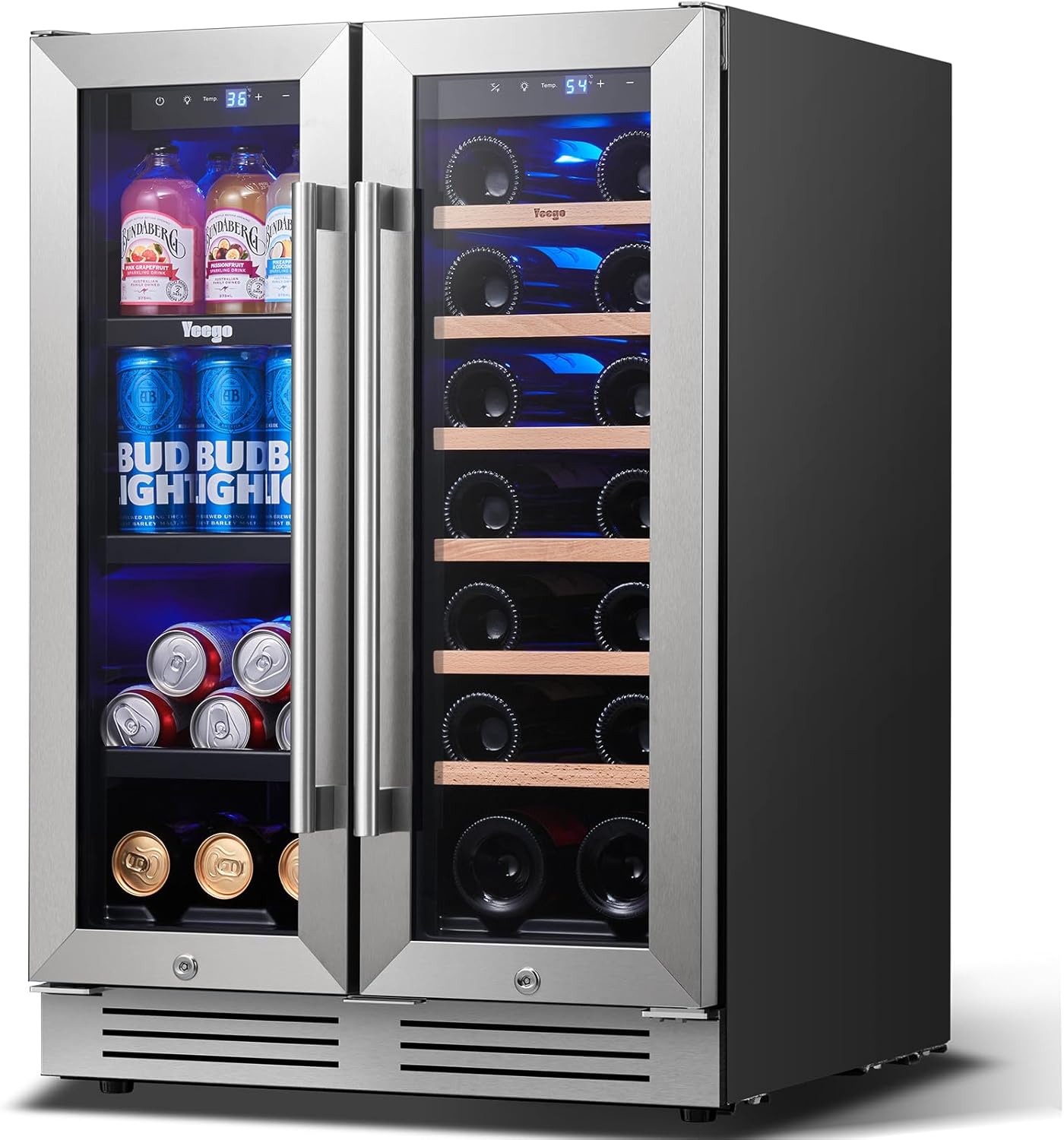 Yeego Wine and Beverage Refrigerator - 24 Inch Dual Zone Wine Fridge
