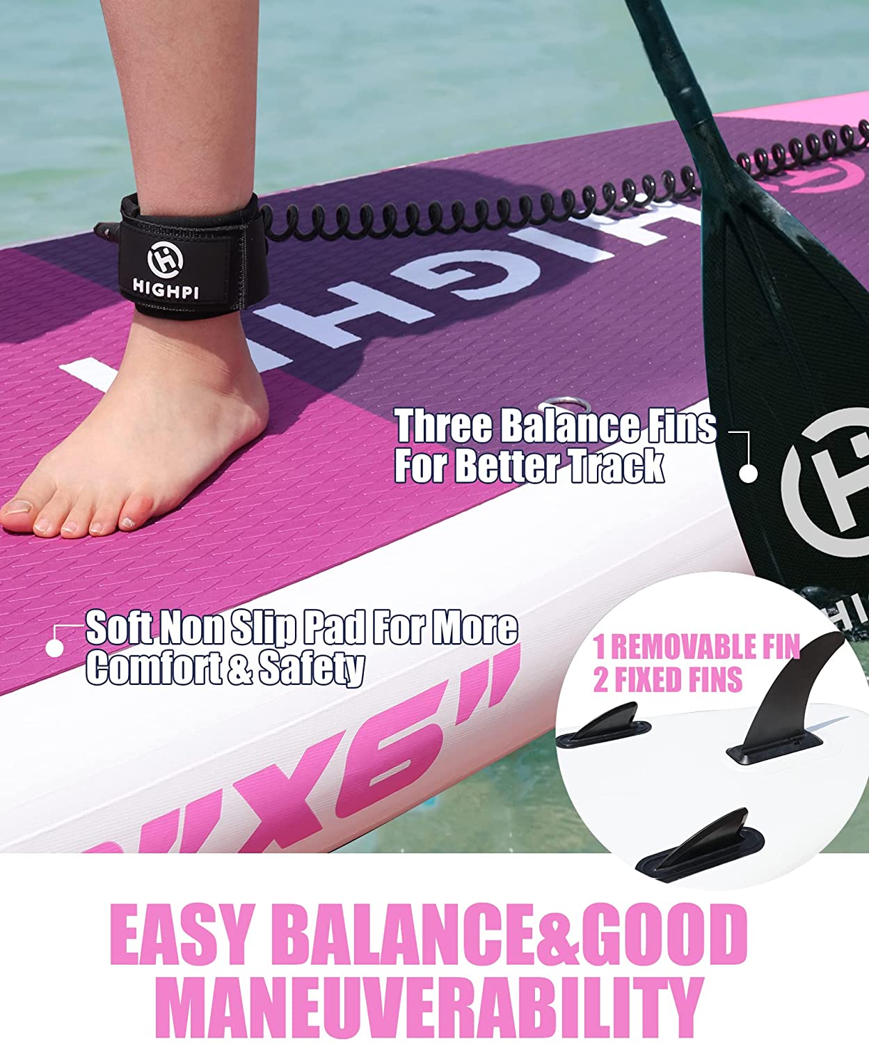 Highpi Inflatable Stand Up Paddle Boards, 10’6”11′ Ultra-Light SUP for All Skill Levels
