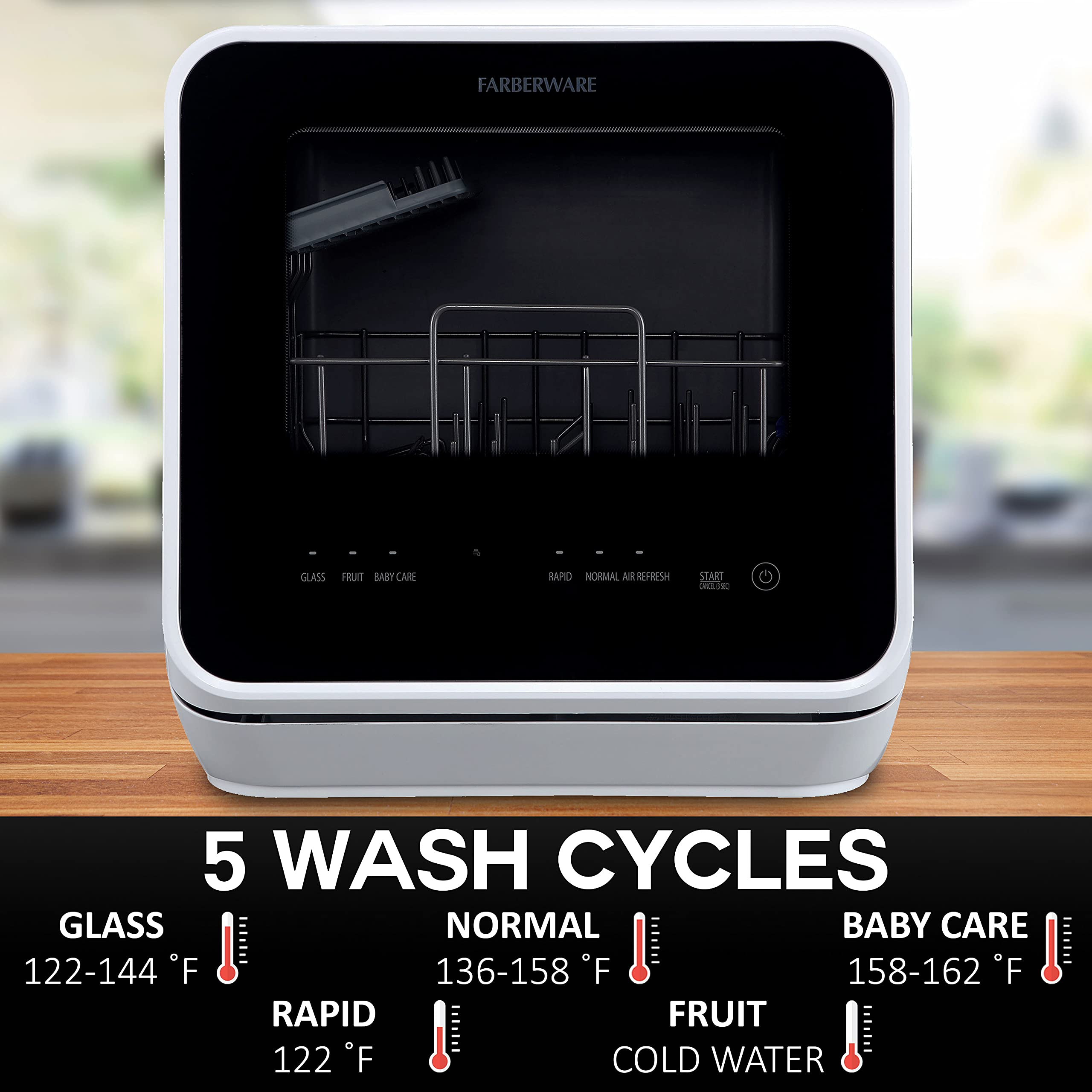 Farberware Complete Portable Countertop Dishwasher with 5-Liter Built-in Water Tank