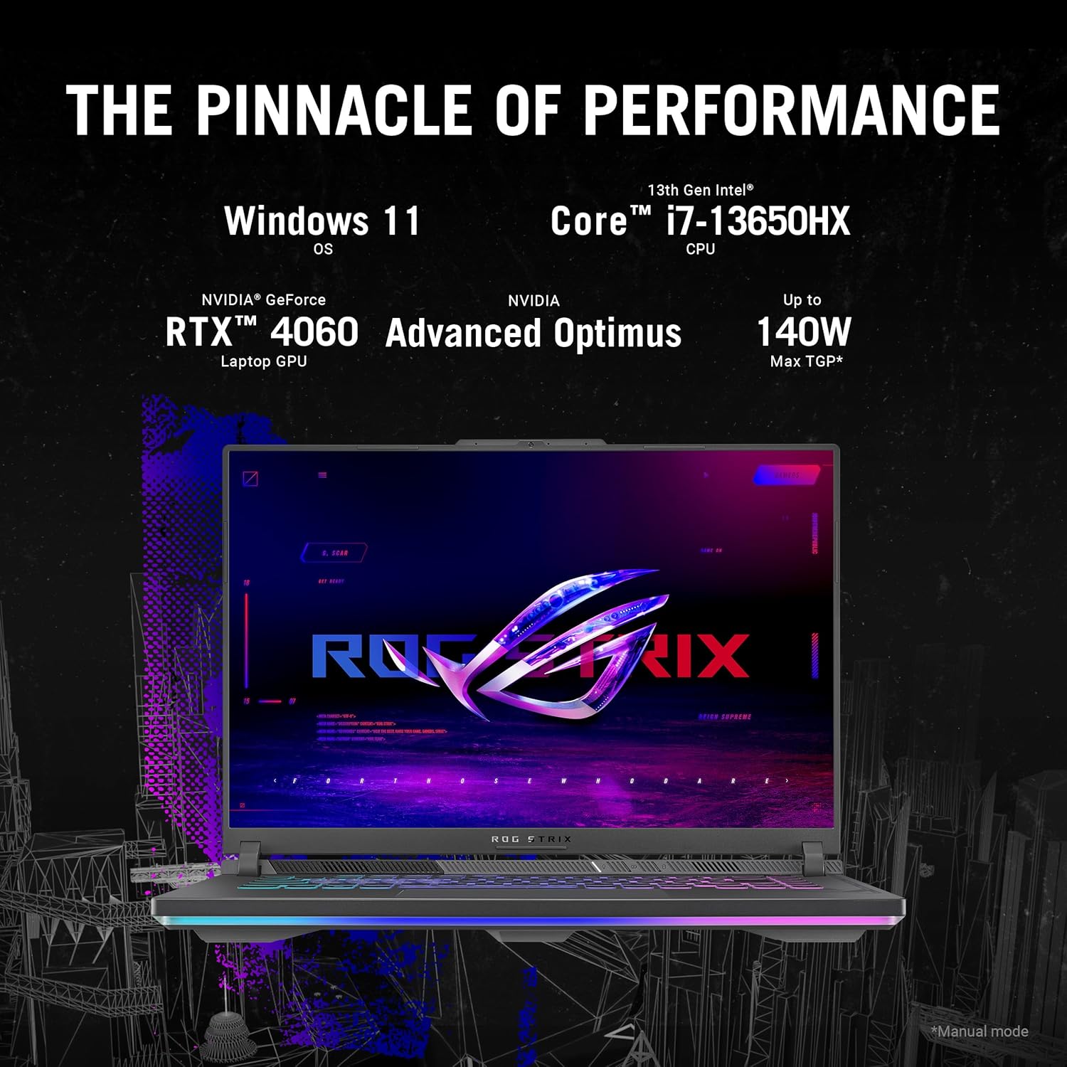 ASUS ROG Strix G16 Gaming Laptop, 165Hz Display, NVIDIA® GeForce RTX™ 4060, Intel Core i7-13650HX, 16GB DDR5, 1TB PCIe Gen4 SSD