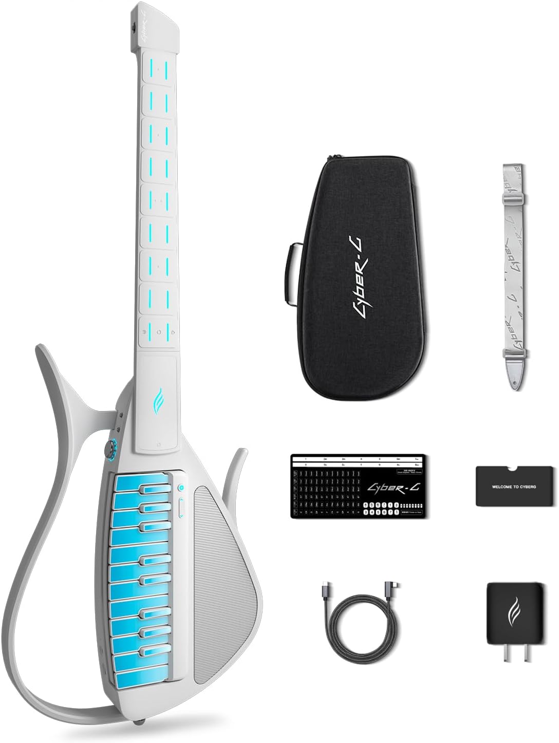 Enya CYBER-G Stringless Smart Guitar, Foldable Travel Backing Guitarra, Built-in Drum Machine & Bassline