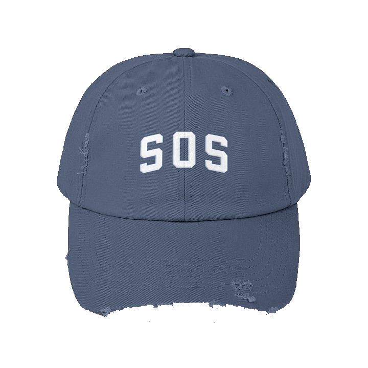 SZA SOS MERCH - SZA SOS DISTRESSED BLUE HAT